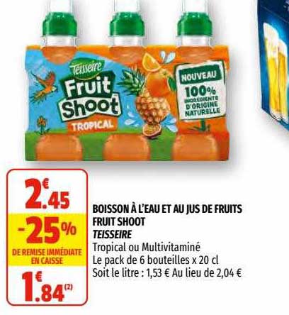 boisson à l'eau et au jus de fruits fruit shoot teisseire