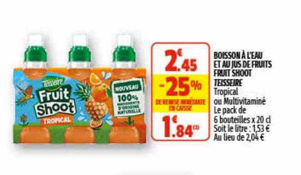 boisson à l'eau et au jus de fruits fruit shoot teisseire