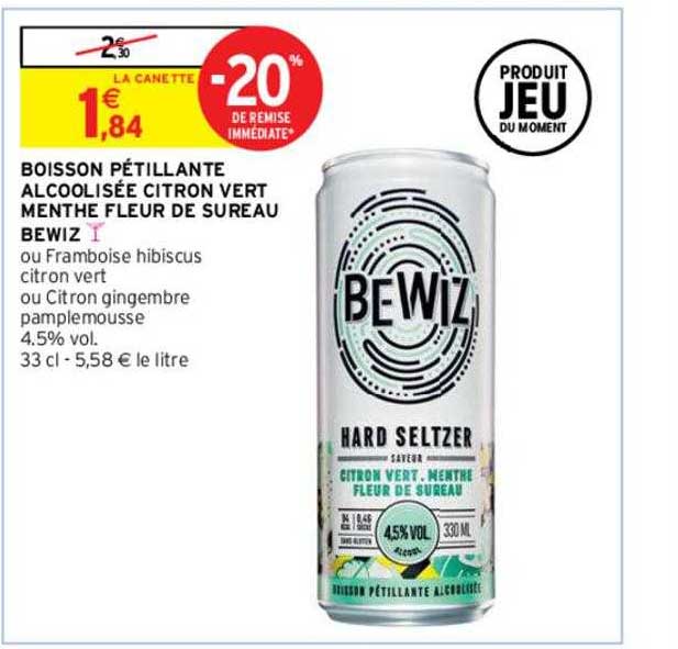 boisson pétillante alcoolisée citron vert menthe fleur de sureau bewiz