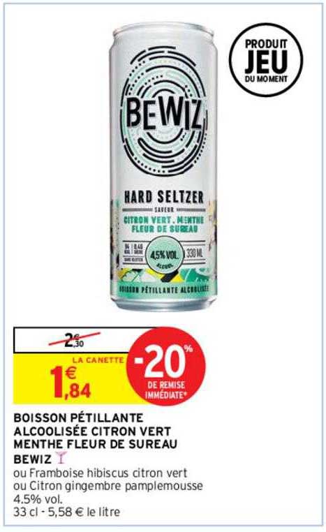 boisson pétillante alcoolisée citron vert menthe fleur de sureau bewiz