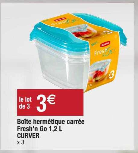 boîte hermétique carré fresh'n go 1,2 l curver