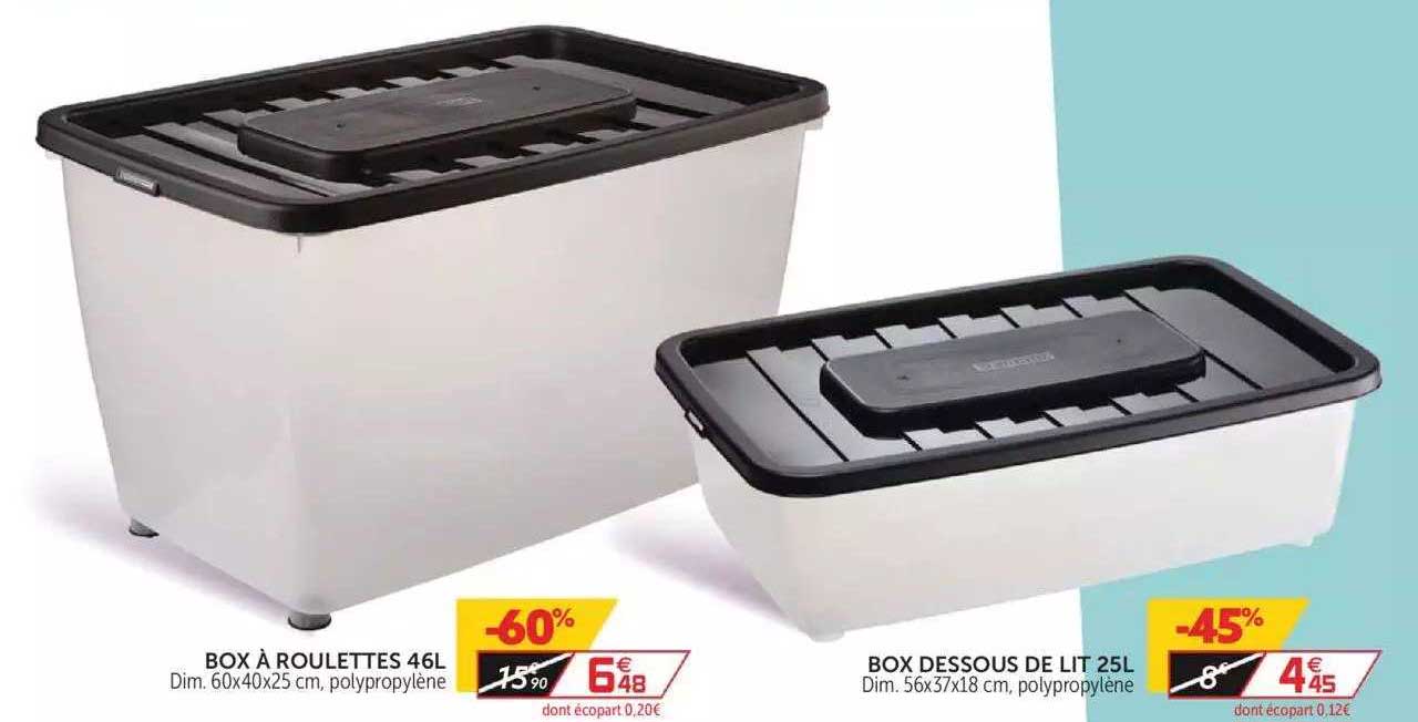 Box à Roulettes 46l, Box Dessous De Lit 25l