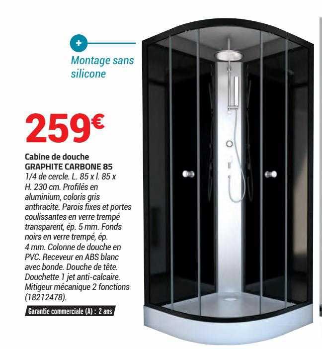 Cabine De Douche Graphite Carbone 85