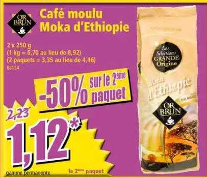 café moulu moka d'ethiopie or brun