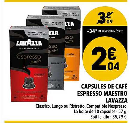 capsules de café espesso maestro lavazza