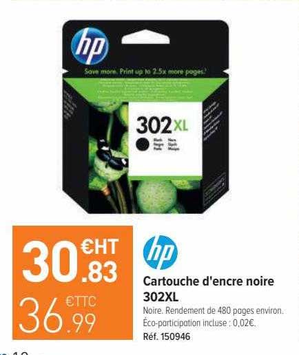 cartouche d'encre noire 302xl hp