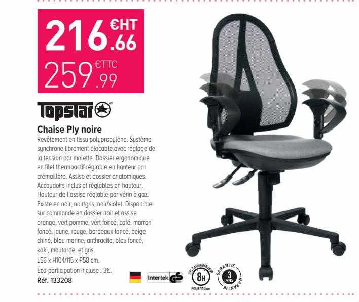 chaise ply noire topstar