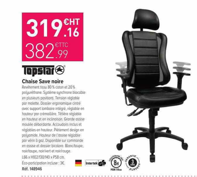chaise save noire topstar