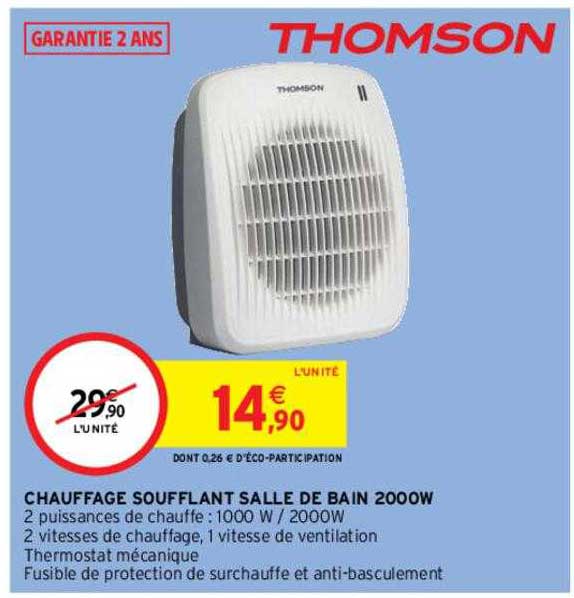 chauffage soufflant salle de bain 2000w