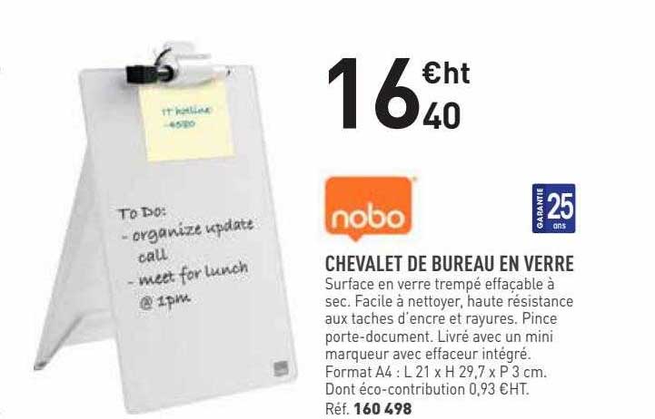 Chevalet De Bureau En Verre Nobo