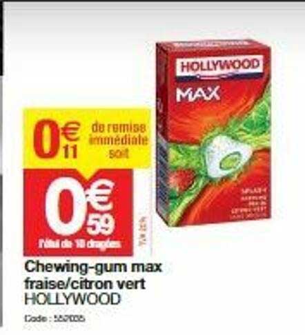 chewing-gum max fraise - citron vert hollywood