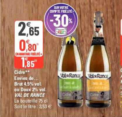 cidre** envies de... burt 4,5% vol. ou doux 2% vol. val de rance