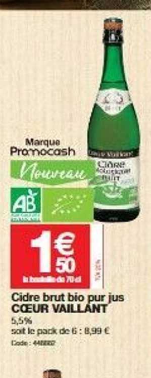 cidre brut bio pur jus cœur vaillant