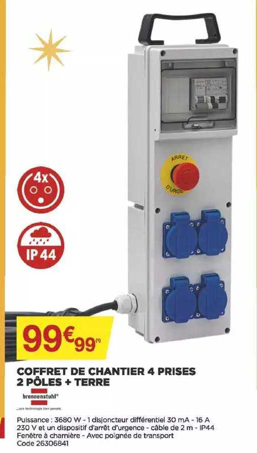 coffret de chantier 4 prises 2 pôles + terre