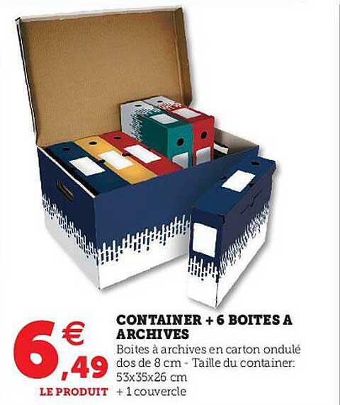 container + 6 boîtes à archives