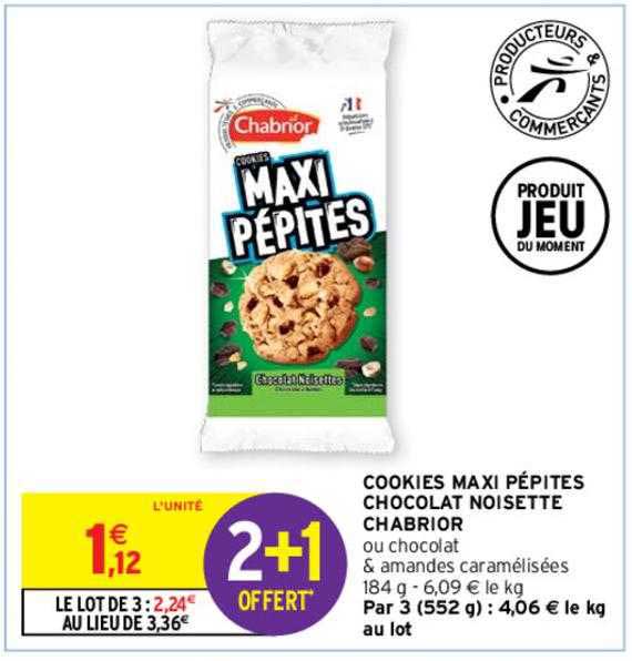 Cookies Maxi Pépites Chocolat Noisette Chabrior