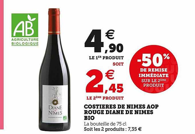 costières de nîmes aop rouge diane de nîmes bio