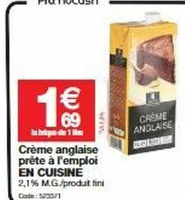 crème anglaise prête à l'emploi en cuisine