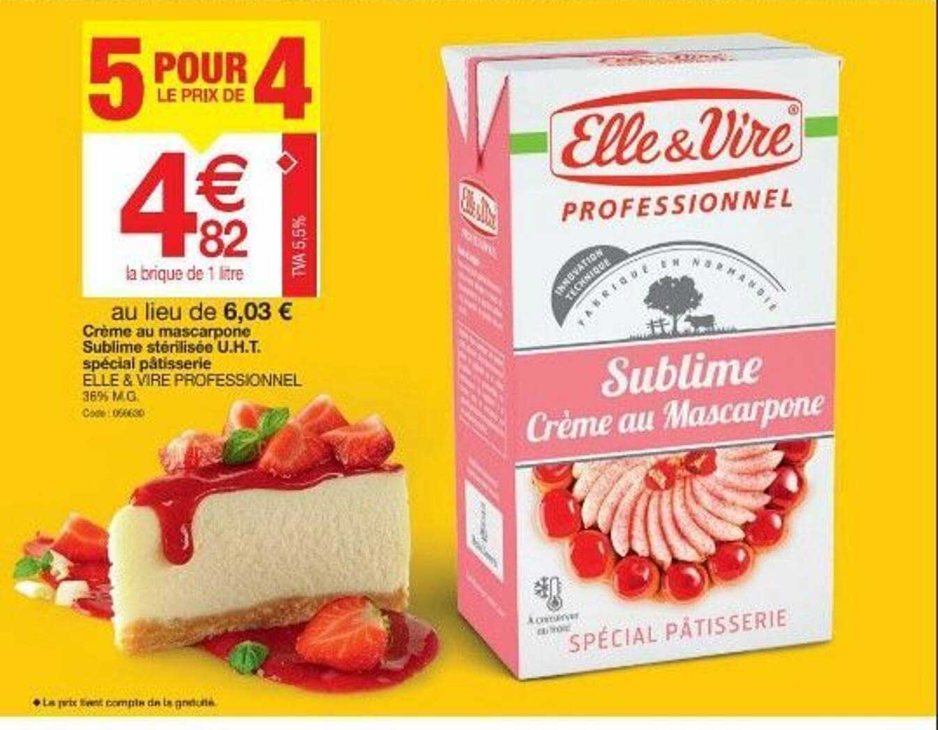 crème au mascarpone sublime stérilisée u.h.t. spécial pâtisserie  elle & vire professionnel