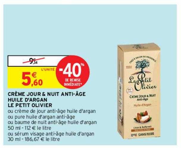 crème jour & nuit anti-âge huile d'argan le petit olivier