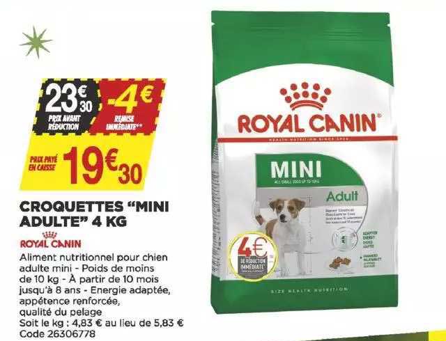 croquettes "mini adulte" 4 kg royal canin