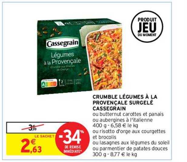 Crumble Légumes à La Provençale Surgelé Cassegrain