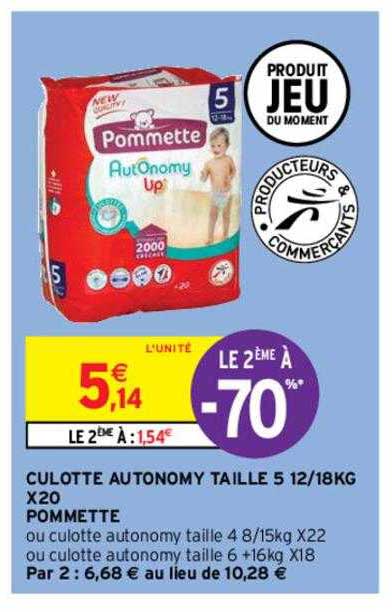 culotte autonomy taille 5 12-18 kg x20 pommette