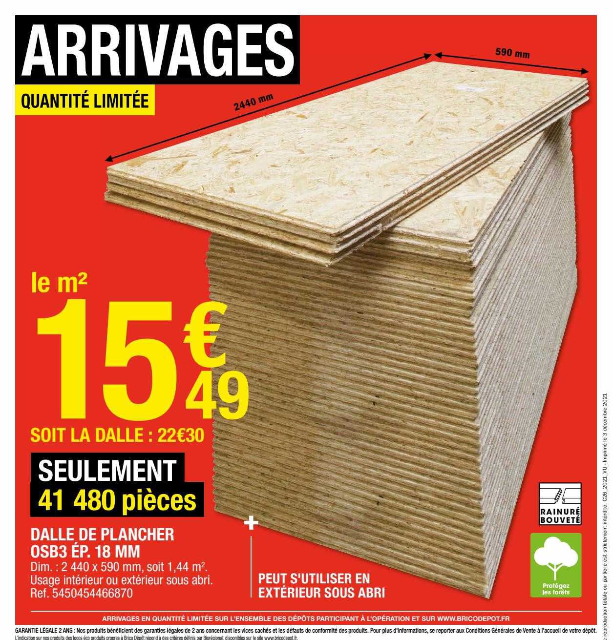 dalle de plancher osb3 ép. 18 mm
