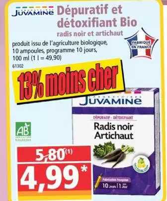 dépuratif et détoxifiant bio juvamine