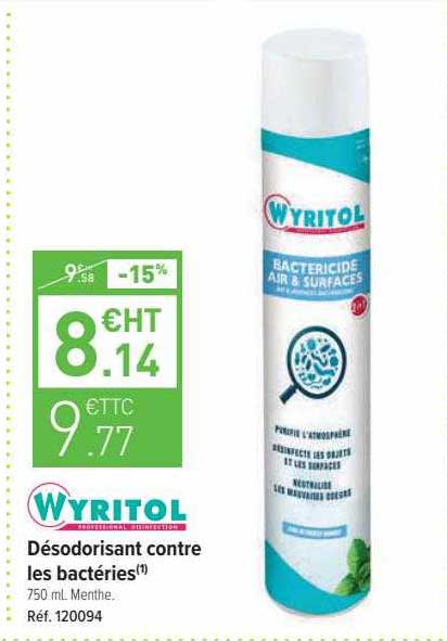 désodorisant contre les bactéries wyritol
