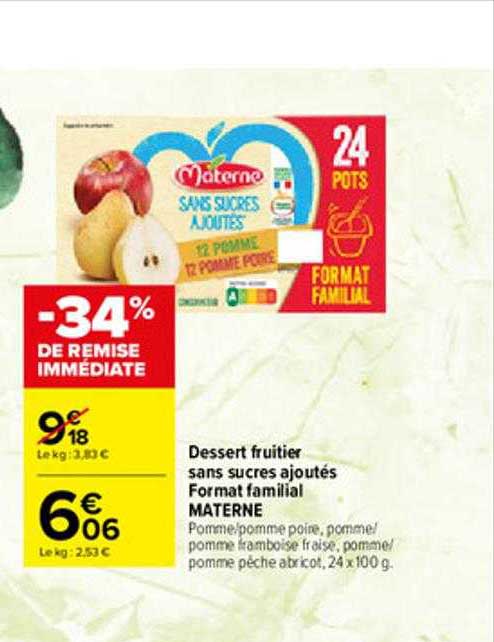 dessert fruitier sans sucres ajoutés format familial materne