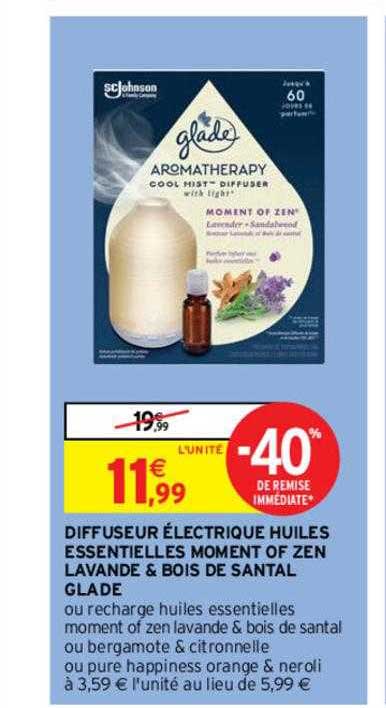 Diffuseur électrique Huiles Essentielles Moment Of Zen Lavande & Bois De Santal Glade