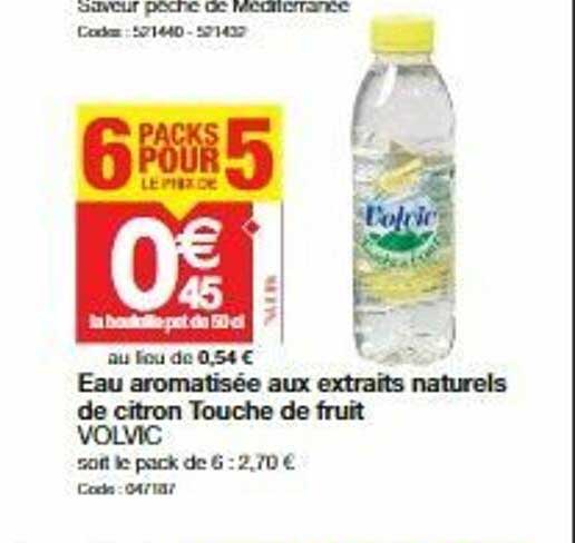 eau aromatisée aux extraits naturels de citron touche de fruit volvic