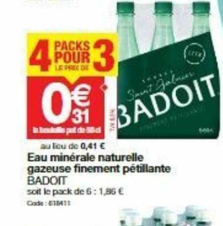 eau minérale naturelle gazeuse finement pétillante badoit