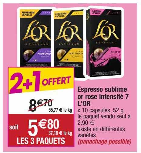 Espresso Sublime Or Rose Intensité 7 L'or