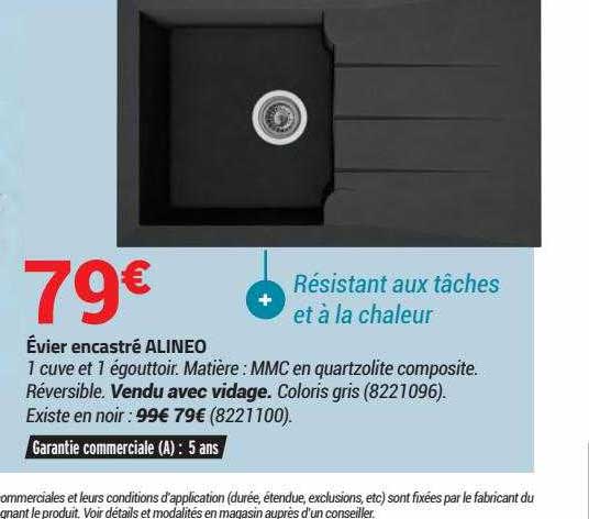 évier encastré alinea