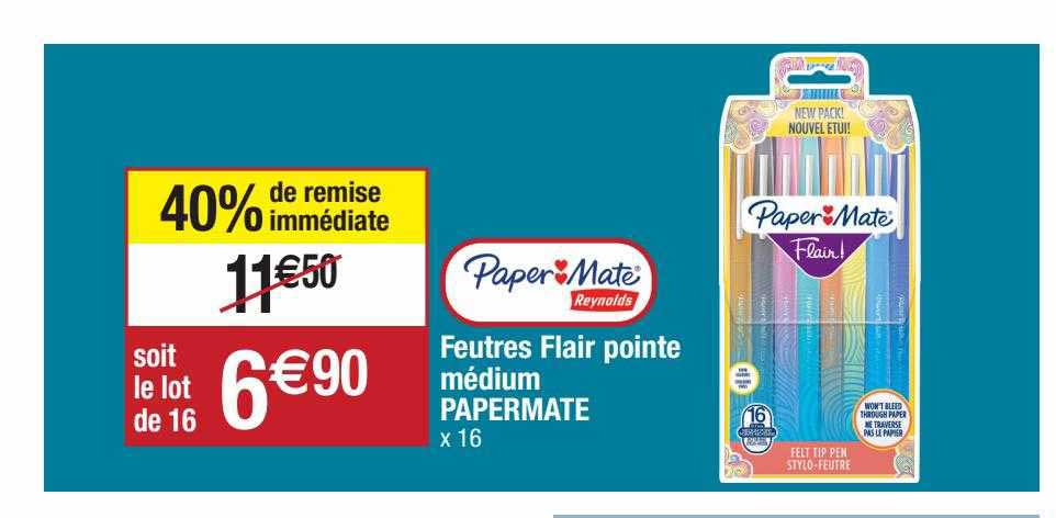 Feutres Flair Pointe Médium Papermate