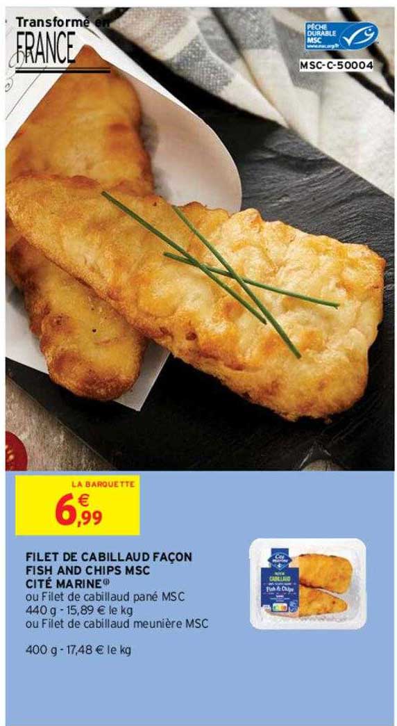 filet de cabillaud façon fish and chips msc cité marine