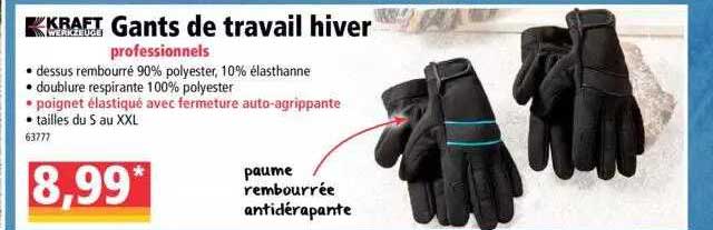 gants de travail hiver professionnels kraft werkzuge