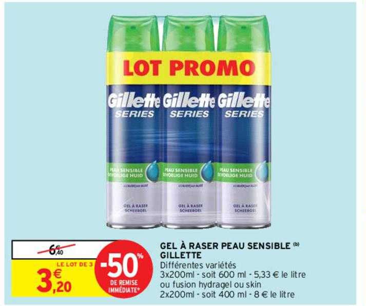 gel à raser peau sensible gillette
