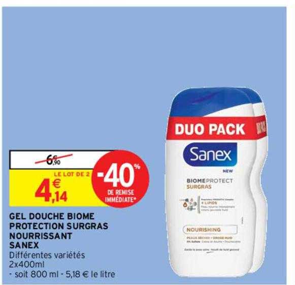 gel douche biome protection surgras nourrissant sanex