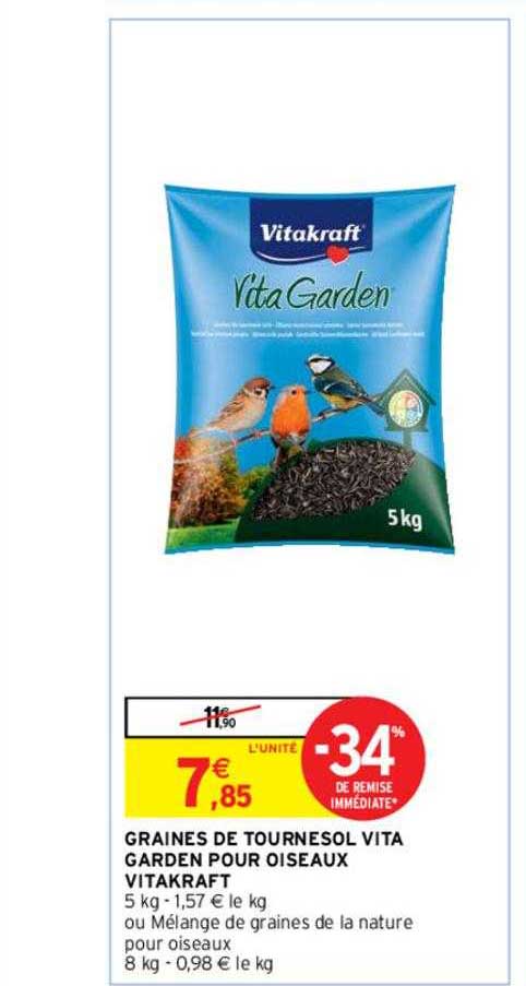 Graines De Tournesol Vita Garden Pour Oiseaux Vitakraft
