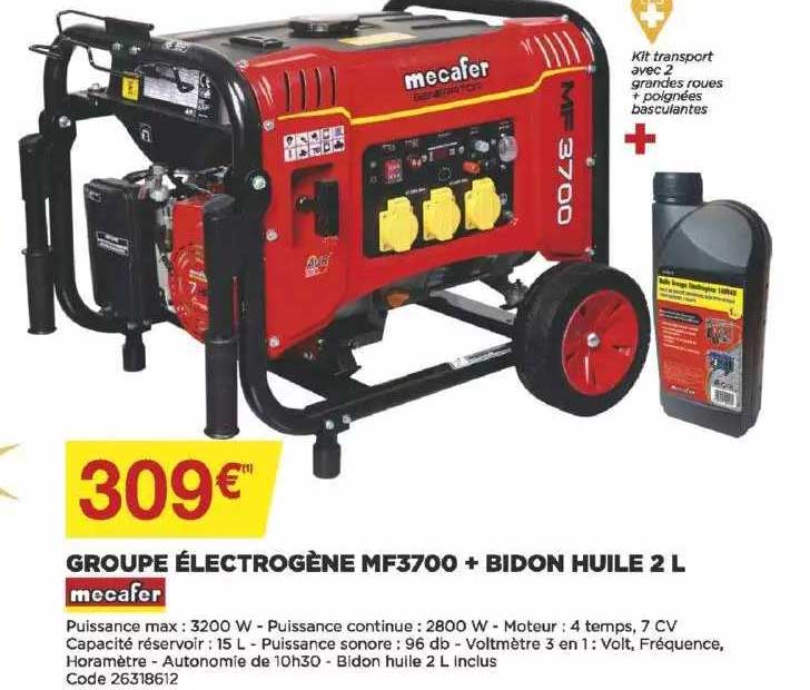 groupe électrogène mf3700 + bidon huile 2 l mecafer