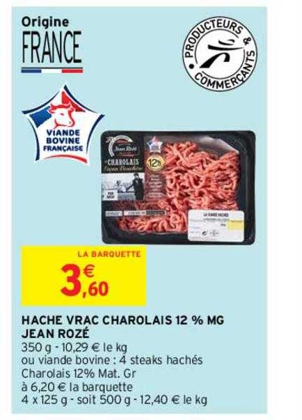 haché vrac charolais 12% mg jean rozé
