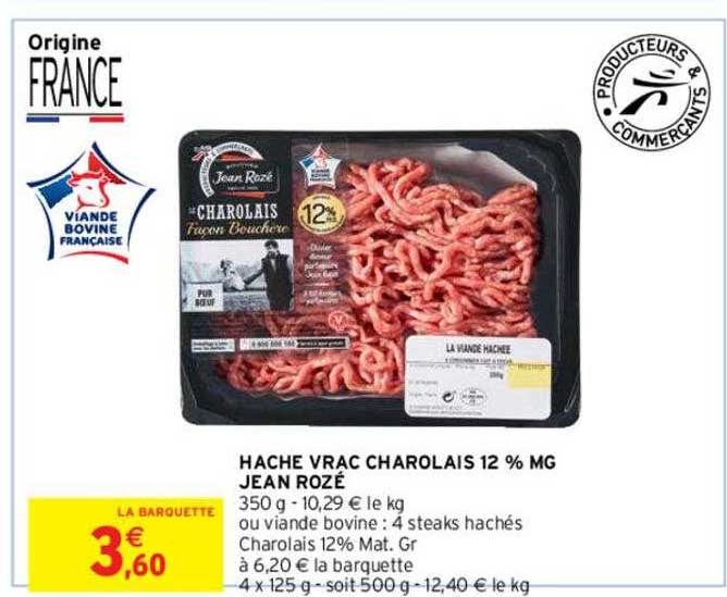 haché vrac charolais 12% mg jean rozé