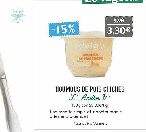 houmous de pois chiches l'atelier v
