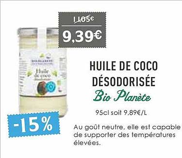 huile de coco désodorisée bio planète