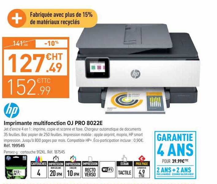 Imprimante Multifonction Oj Pro 8022e Hp