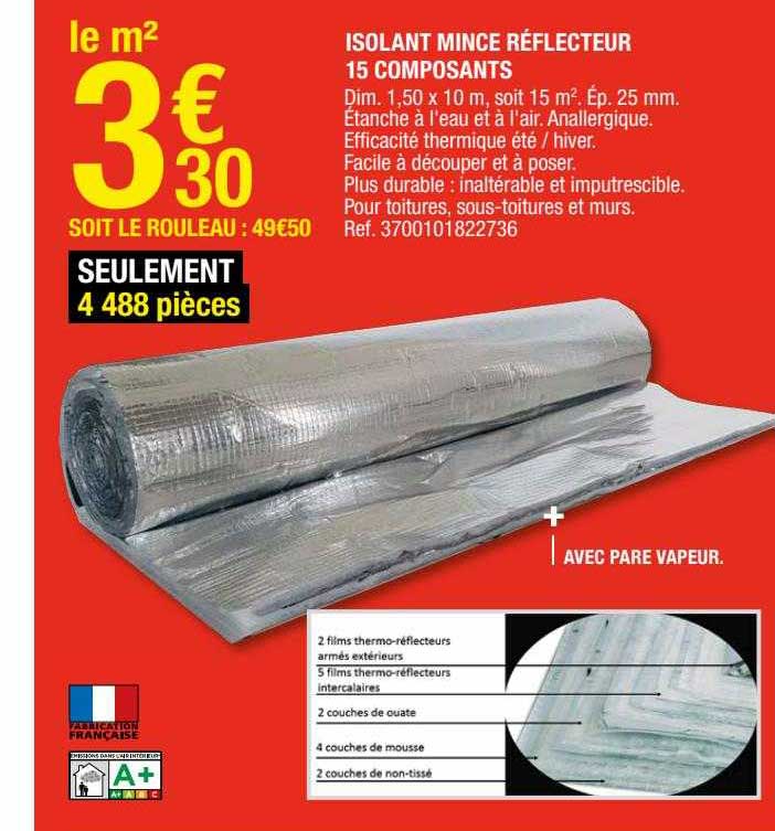 isolant mince réflecteur 15 composants