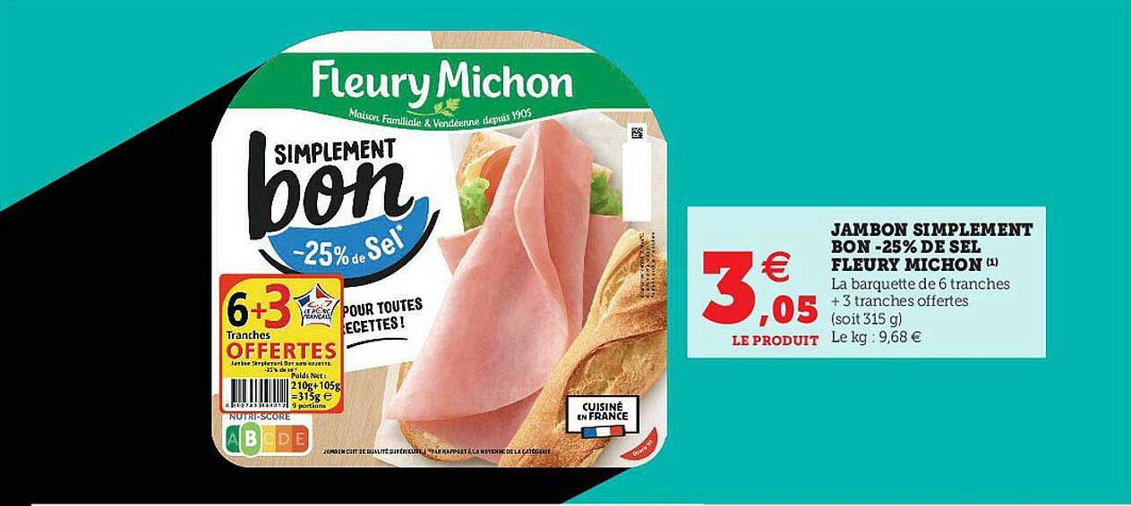 jambon simplement bon -25% de sel fleury michon